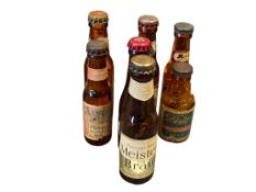 VINTAGE MINIATURE SOUVENIR / ADVERTISEMENT BEER BOTTLE COLLECTION BUDWEISER, BLATZ, A-1, EASTSIDE