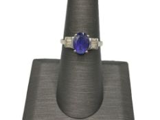 14K WHITE GOLD TANZANITE AND DIAMOND RING