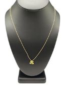 10K YELLOW GOLD PERIDOT AND DIAMOND FROG PENDANT ON ITALIAN 14K YELLOW GOLD NECKLACE