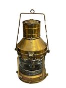 VINTAGE ANCHOR BRAND BRASS NAUTICAL MARITIME SHIP'S OIL LANTERN