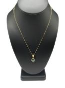 14K YELLOW GOLD FACETED PRINCESS CUT MYSTIC TOPAZ PENDANT NECKLACE