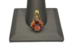 10K YELLOW GOLD MYSTIC TOPAZ AND DIAMOND PENDANT