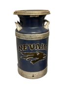 VINTAGE MILK CAN WITH CUT OUT NEVADA WOLF PACK LOGO WITH LIGHT