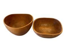 GAIL CRAFT VINTAGE LARGE HAND CARVED TEAK WOOD BOWL AND A LARGE TEAK WOOD SALAD BOWL