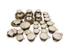 ENGLISH STAFFORDSHIRE COBALT BLUE AND GILT PATTERN CHINA SET