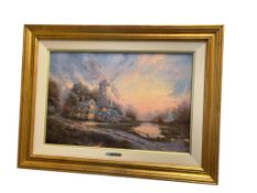 THOMAS KINKADE WINDMILL COLLECTION I PRINT ON CANVAS TITLED THE WIND OF THE SPIRIT