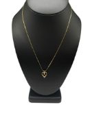 14K YELLOW GOLD DIAMOND HEART PENDANT NECKLACE