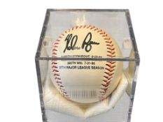 NOLAN RYAN STAMPED AUTOGRAPH NOLAN RYAN COMEMORATIVE BASEBALL