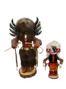 TWO HOPI NATIVE AMERICAN KACHINA DOLLS INCLUDING MASK OWL KACHINA