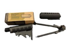 FIREARM RIFLE ACCESORIES, HAND GUARDS, FOLDING TRI-POD, AND RIFLE TACTICAL BUTT STOCK