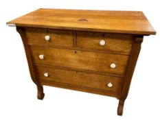 ANTIQUE QUARTER SAWN OAK FOUR DRAWER EMPIRE STYLE DRESSER
