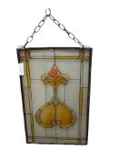 VINTAGE FAUX STAINED GLASS STYLE GLASS PANEL WITH MEAL FRAME