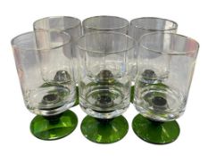 MARQUIS BY WATERFORD CRYSTAL ROTONDO ALL PURPOSE DRINKING GLASSES GREEN AND CLEAR GLASS