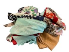 LARGE LOT OF 17 SCARVES ALL TYPES AND FABRICS
