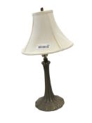 BRONZE FINISH METAL LEAF DESIGN TABLE LAMP WITH FABRIC SHADE