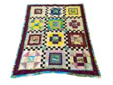 VINTAGE 1980'S / 1990'S HAND CRAFTED CHILDREN'S QUILT INE PATCH BLOCK DESIGN