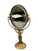 ART NOUVEAU GILT CAST IRON LADY FIGURAL VANITY MIRROR