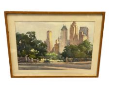 MARC ORIGINAL WATERCOLOR ON PAPER OF A CITY SKYLINE