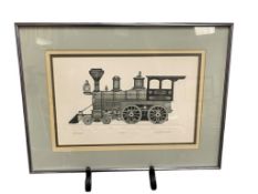 GERALD LUBECK LIMITED EDITION ETCHING TITLED IRON HORSE OF A 4-4-0 STEAM LOCOMOTIVE