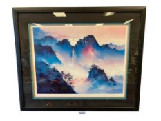 HONG LEUNG CHINESE BORN ARTIST LIMITED EDITION MIXED MEDIA SERIGRPAH TITLED VALLEY OF THE CLOUDS