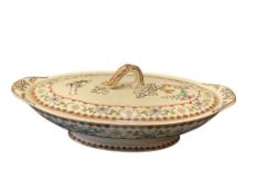 MID-1800'S W.T. COPELAND & SONS INDIAN TREE SPODE OVAL PORCELAIN COVERED TUREEN