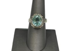 ANTIQUE 10K TWO-TONE GOLD BLUE TOPAZ RING