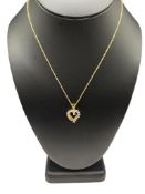 14K YELLOW GOLD DIAMOND HEART PENDANT NECKLACE