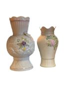 BELLEEK FINE PARISAN IRELAND CHINA 2007 SONGBIRD VASE AND 2001 KILLARNEY COLLECTION VASE
