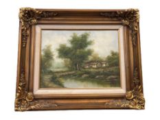 E. FISHER MID TO LATE 20TH CENTURY ORIGINAL OIL ON CANVAS PAINTING
