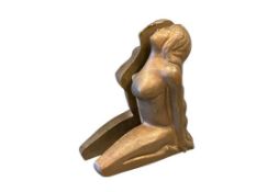 CIRCA 1920'S ART DECO PERIOD SITTING FEMALE NUDE SOLID BRONZE FIGURAL BOOKENDS