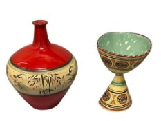 ALVINOBAGNI AND SERAFINO VOLPI MID-CENTURY ITALIAN POTTERY GOBLET AND VASE