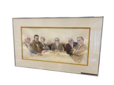 SHIRLEY BARAN ORIGINAL WATERCOLOR ON PAPER TITLED YOU WILL NEED A FRIEND ON THE BOARD