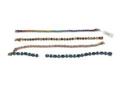 FOUR STERLING SILVER FASHION BRACELETS FEATURING SYNTHETIC MULTI-COLOR STONES