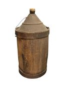 CIRCA 1880'S WOODEN WRAPPED METAL KEROSENE JUG CONE TOP 2 GALLON