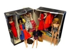 1952 MIDGE BARBIE AND 1958 BARBIE VINYL COLLECTIBLE DOLLS FOUR TOTAL WITH WARDROBE AND ACCESSORIES