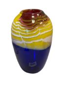 SIGNED STUDIO ART GLASS MULTICOLOR HANDBLOWN GLASS VASE