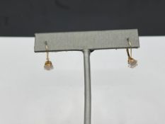 PAIR OF 14K YELLOW GOLD CZ LEVER BACK EARRINGS