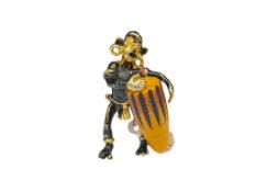 VINTAGE BAKELITE TIKI HEADHUNTER CONGO DRUM BROOCH