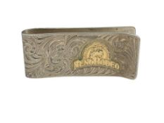 1996 RENO RODEO AWARD OF MERIT STERLING SILVER AND GOLD-FILLED MONEY CLIP