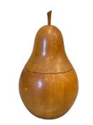 HAND TURNED WOOD PEAR SHAPED STORAGE CONTAINER / JAR