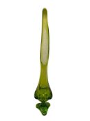MID-CENTURY MODERN VIKING SWUNG GREEN GLASS TALL VASE