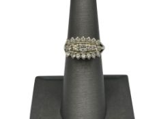 VINTAGE 14K WHITE GOLD DIAMOND CLUSTER RING FEATURING ROUND BRILLIANT CUT DIAMONDS