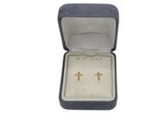14K YELLOW GOLD CROSS EARRINGS