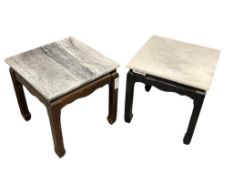 ORIENTAL DESIGN MARBLE TOP SIDE TABLES