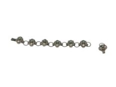 VINTAGE STERLING SILVER MEXICO MADE UNUSUAL BEAD DESIGN LINK BRACELET