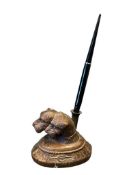 VINTAGE SOTTISH TERRIERS COMPOSTIRE MATERIAL PEN HOLDER WITH ESTERBROOK PEN