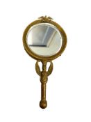 19TH CENTURY FRENCH LOUIS XVI STYLE HAND / VANITY MIRROR ORNATE DESIGN WITH FIGURL HANDLE