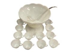 ANCHOR HOCKING ANCHORGLASS MILK GLASS PUNCH BOWL SET, VINTAGE GRAPEVINE DESIGN