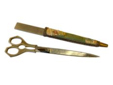 LATE 19TH CENTURY VICTORIAN PERIOD SCISSOR AND LETTER OPNER SET MADE IN GERMANY