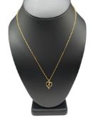 14K YELLOW GOLD DIAMOND HEART PENDANT ON 14K GOLD FILLED NECKLACE